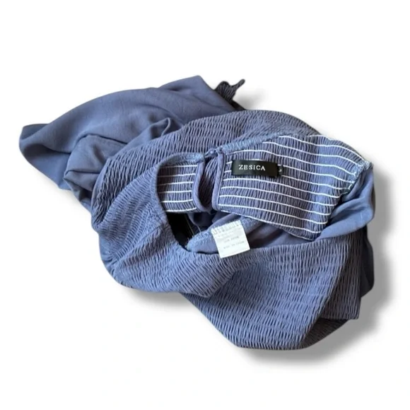 ZESICA long sleeve smocked tiered midi dress - Picture 8 of 8